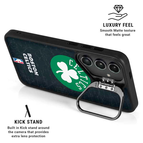 NBA Boston Celtics Black Secondary Logo Galaxy S25 Ultra Kickstand Case